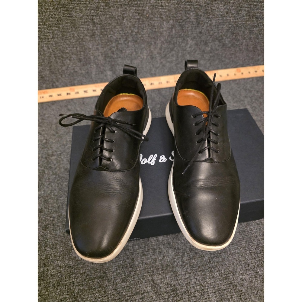 Wolf & Shepherd Shoes Mens Size 8 Black Leather Dress Lace Up Crossover Longwing